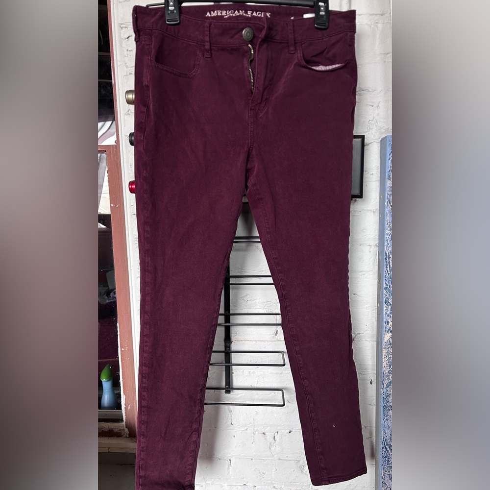 American Eagle Outfitters, Maroon Pants Size 10, Super Stretch X
